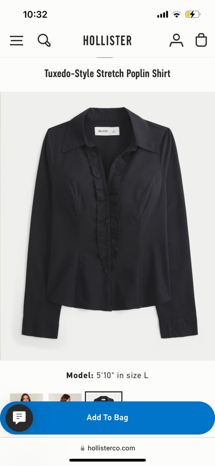 홀리스터 포플린 턱시도 셔츠 블랙 상품이미지4