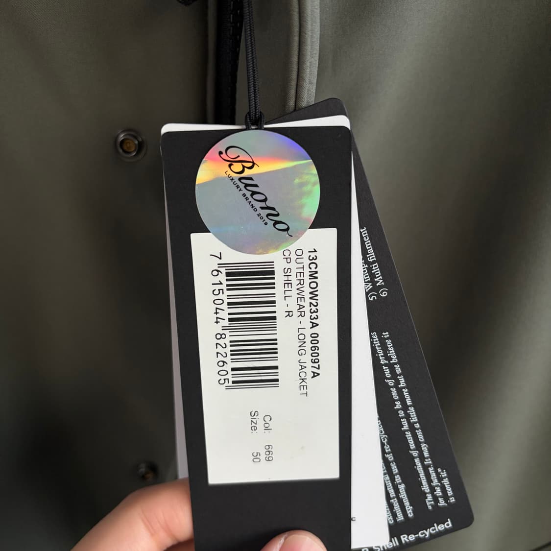 [새상품]CP컴퍼니 씨피컴퍼니 렌즈 로고 후드 롱 자켓 카키 상품이미지3