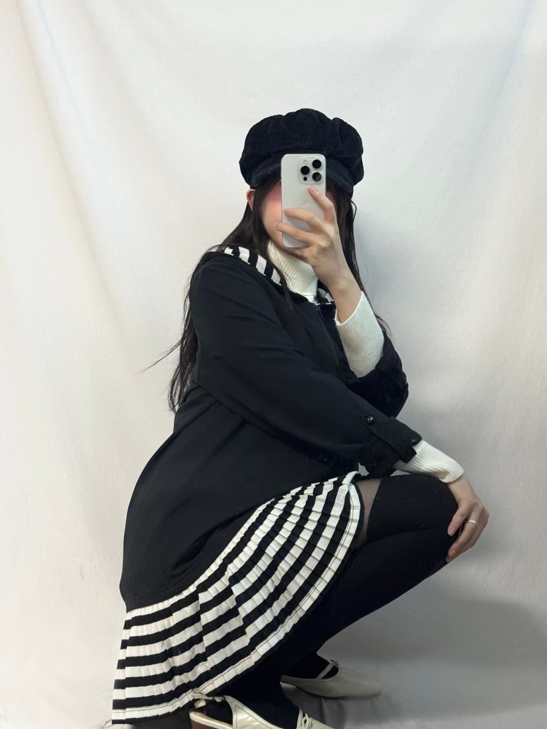 스컬 케이프 가디건 스트라이프 원피스 뉴스보이캡 3pcs SET 상품이미지10