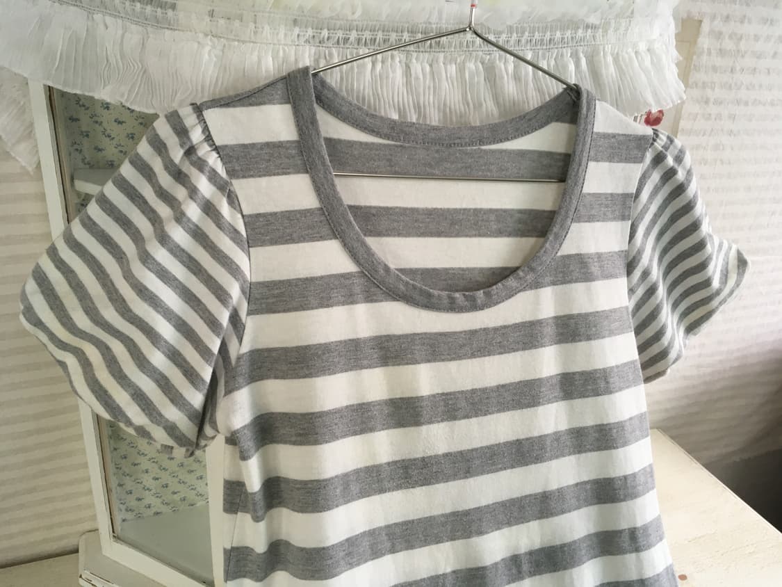 jpn vintage lovely puff stripe frill top 상품이미지6