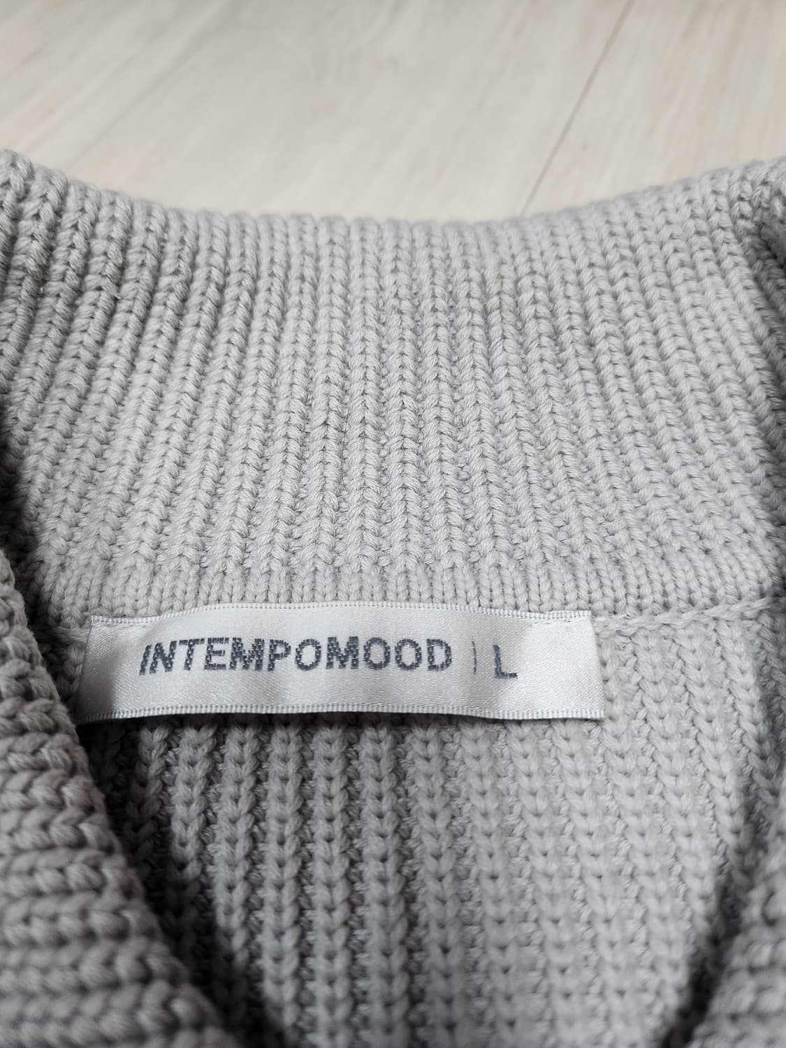 인템포무드 니트 집업 가디건 그레이 L 상품이미지3