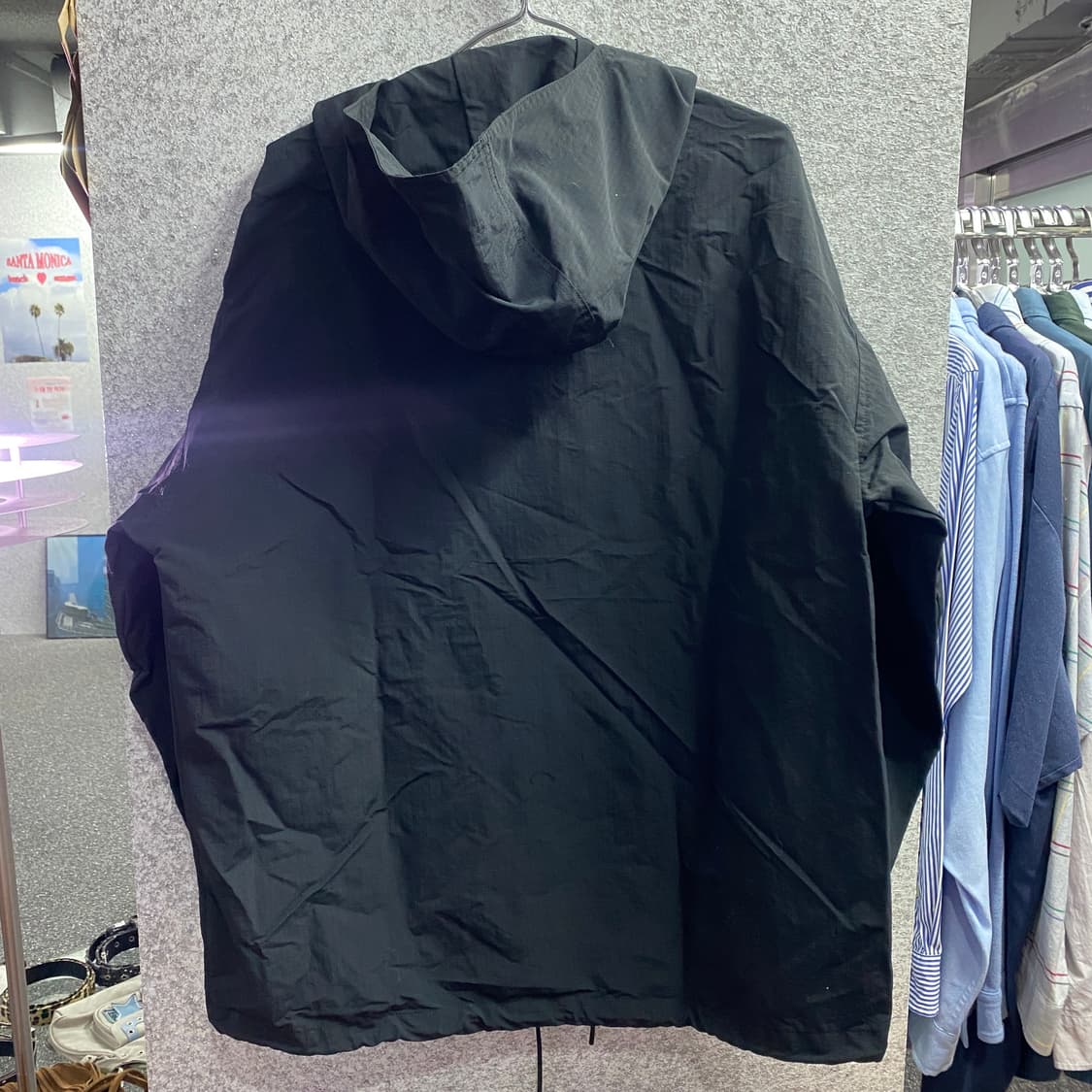 챔피온 자수로고 풀오버 블랙 후드 아노락 B3930 상품이미지5