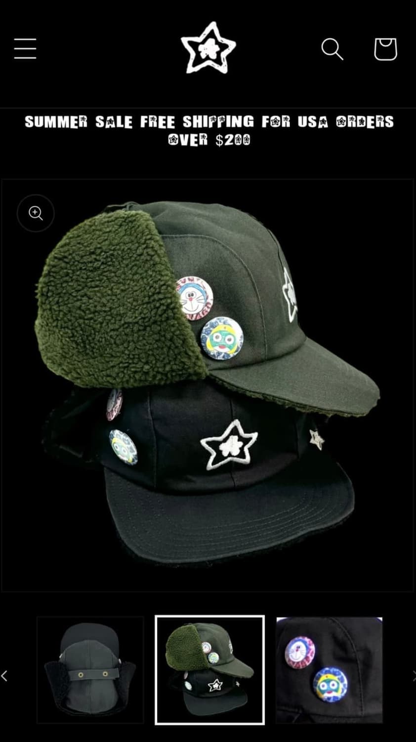 (새상품) 스타팀 파일럿 햇 모자 캡 블랙 상품이미지2