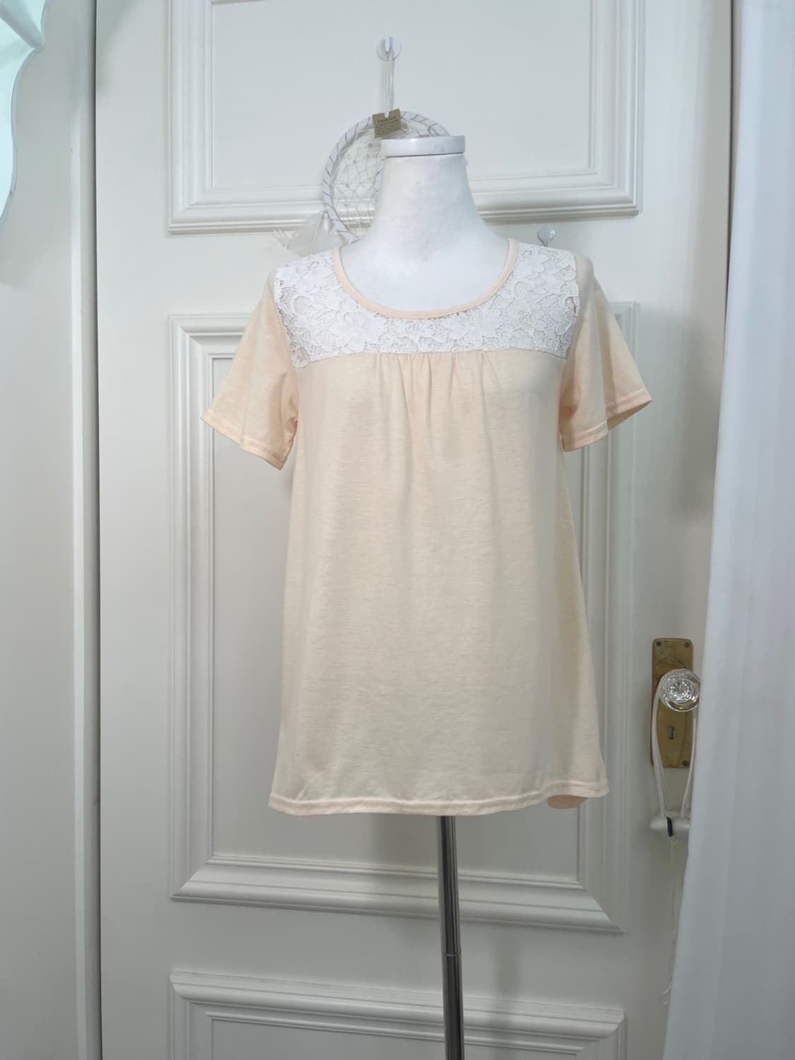butter yellow lace shirring half top 상품이미지1