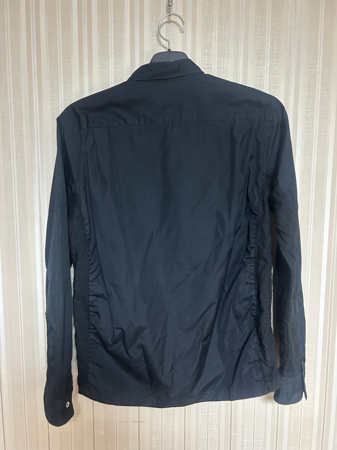 [L] 꼼데가르송 옴므 니트블럭 셔츠 블랙 상품이미지5