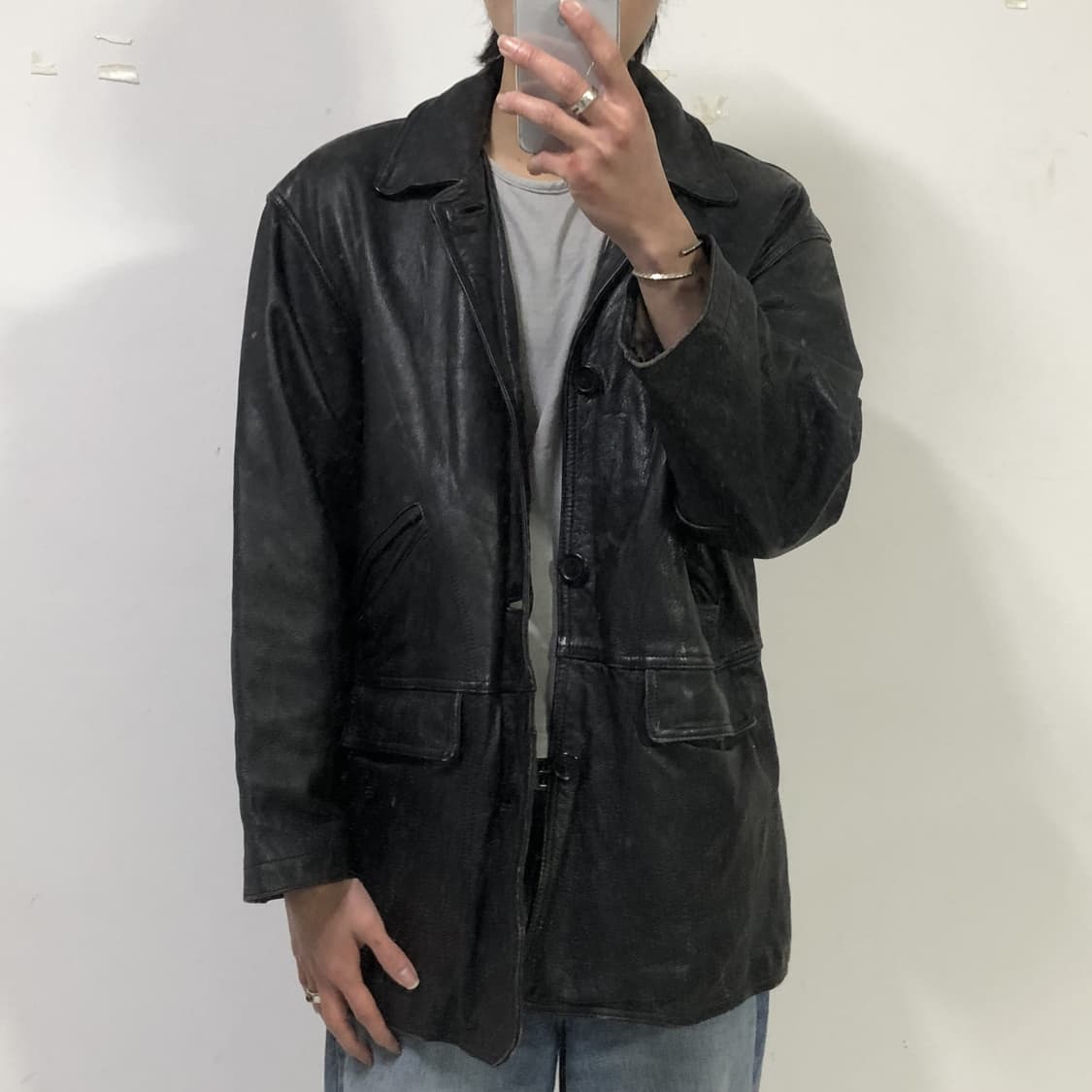 재패니즈 빈티지 카우하이드 레더 코트  상품이미지4