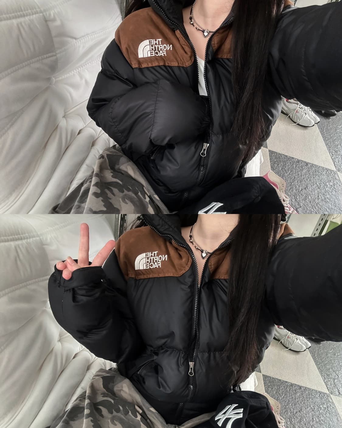 노스페이스 700 LTD 블랙/브라운 눕시 패딩  상품이미지3