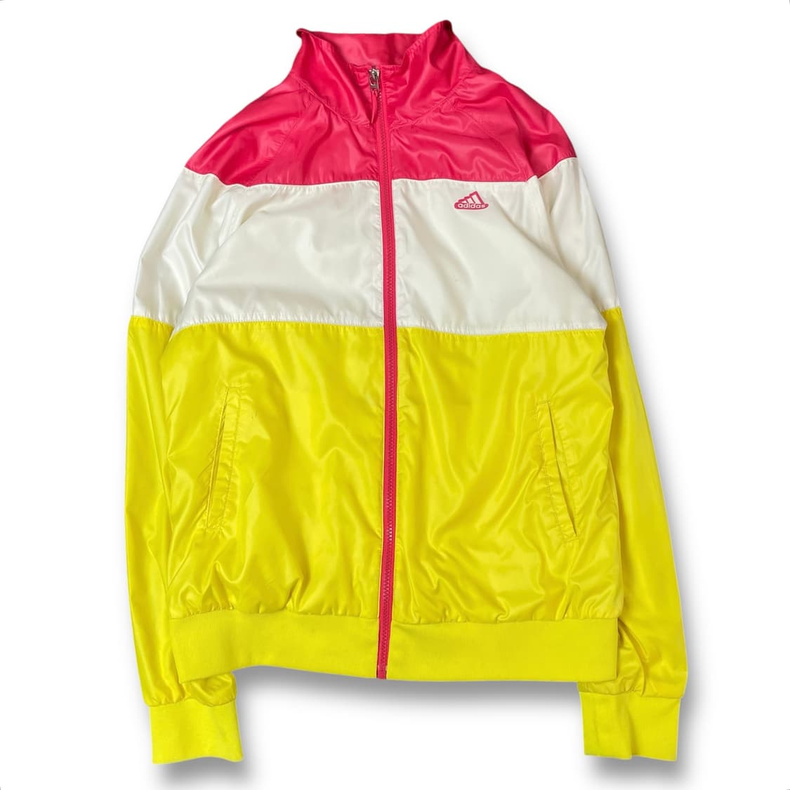 아디다스 핫핑크 화이트 옐로우 단가라 나일론 바람막이 자켓 100 상품이미지1