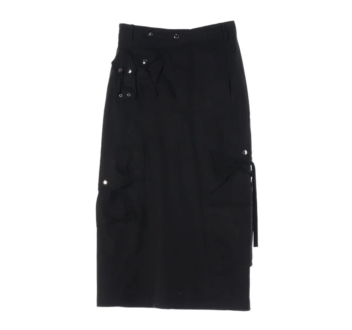 나체 스트랩 카고 롱 스커트 코튼 치마 블랙 상품이미지1