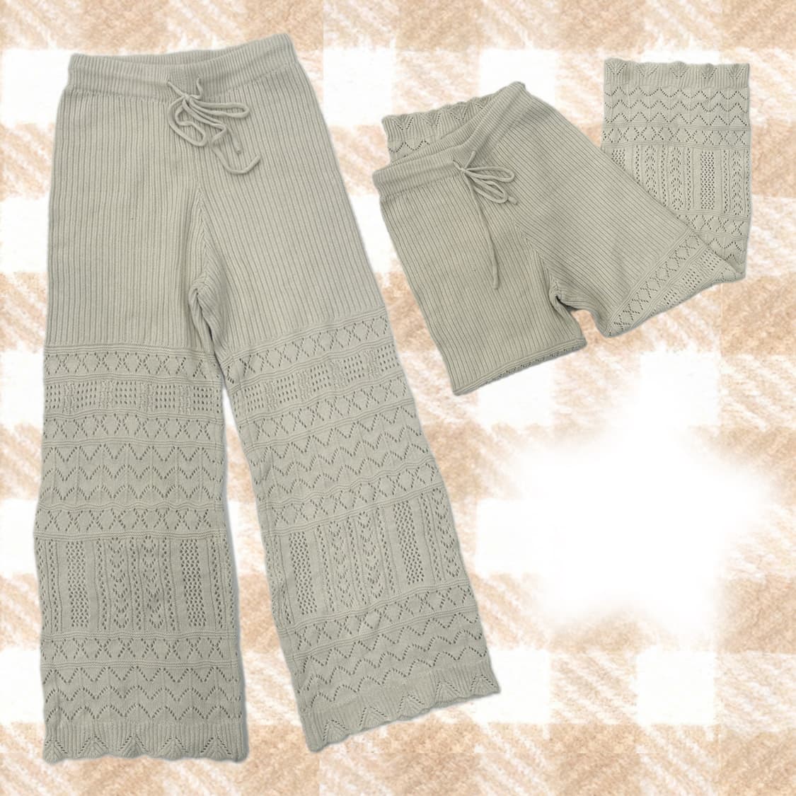 🪇에스닉 니트 팬츠🪇펀칭 시스루 오리엔탈 그런지 히피 일본빈티지 상품이미지1
