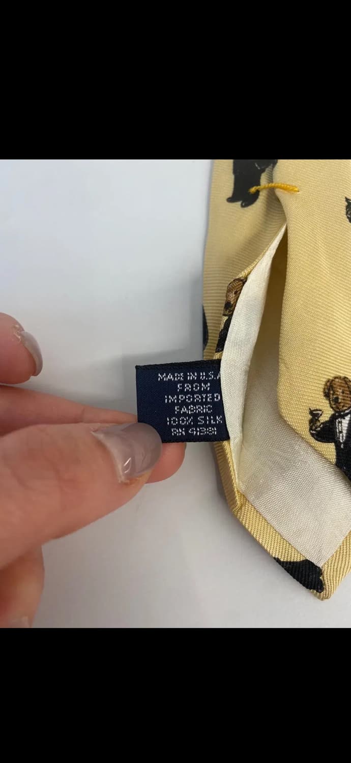 올드 폴로 POLO 와인잔 곰돌이 패턴 USA 메이드 실크 넥타이 상품이미지7