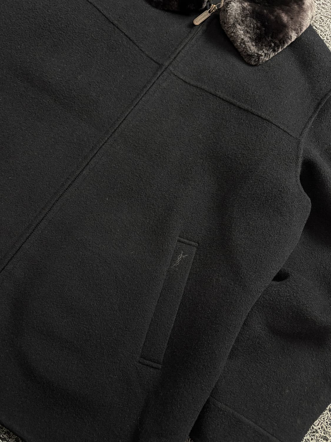 90s 입생로랑 아카이브 자수로고 미니멀 울 해링턴 자켓 1639 상품이미지3