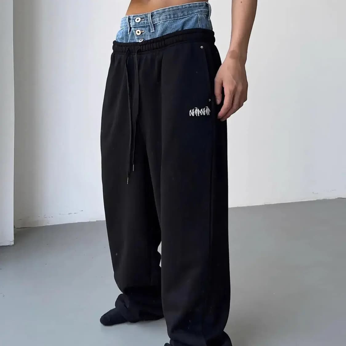 찹찹 여진 브랜드 Layered denim tr(Black) 상품이미지2