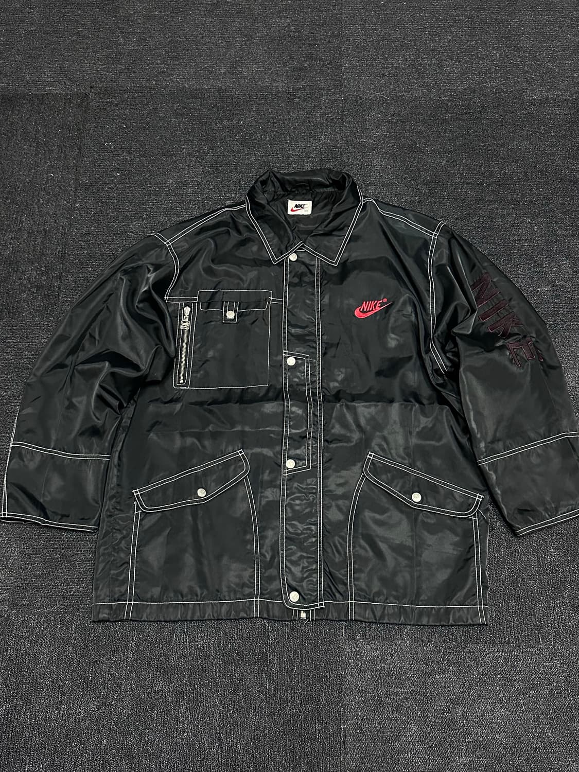90s nike og 빅로고 스우시 스티치 나일론자켓 상품이미지1