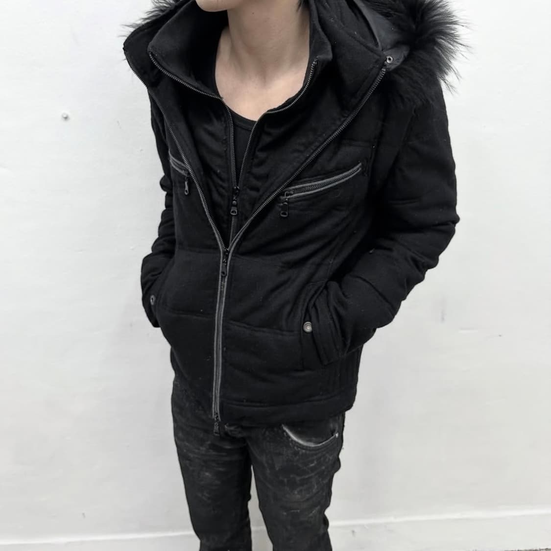 Semantic design double zip down jacket 상품이미지2