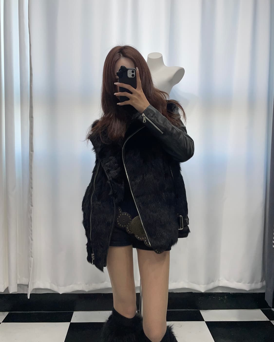 🎸블랙 퍼 레더 자켓🎸 상품이미지1