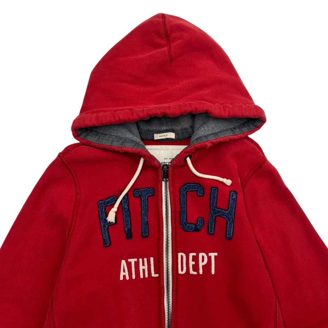 아베크롬비 네이비 패치 레드 후드집업 L 상품이미지4