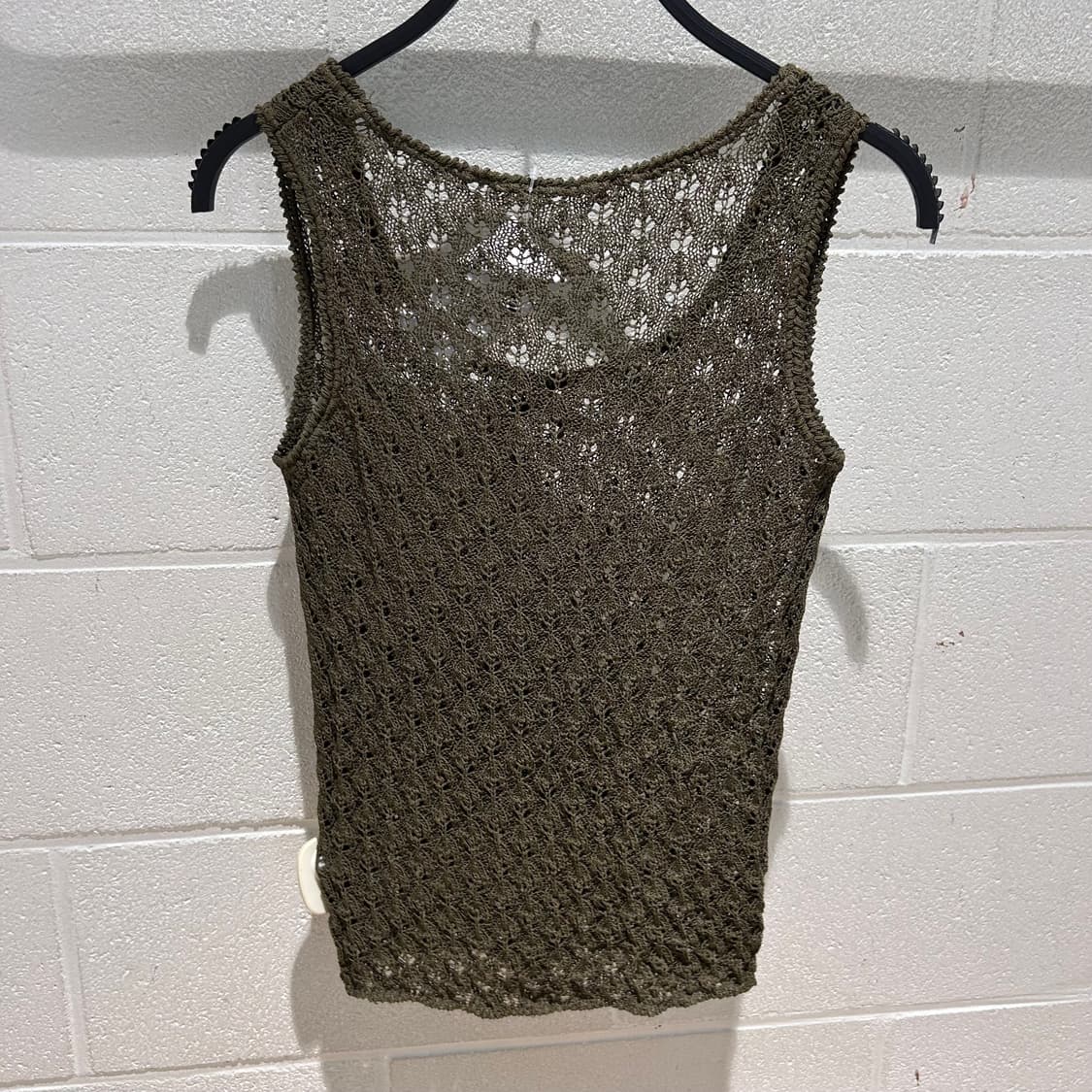 Vintage y2k khaki Crochet Sleeveless 상품이미지3
