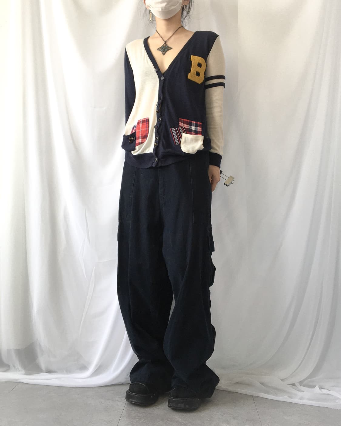 Patch work point caridgan 상품이미지5