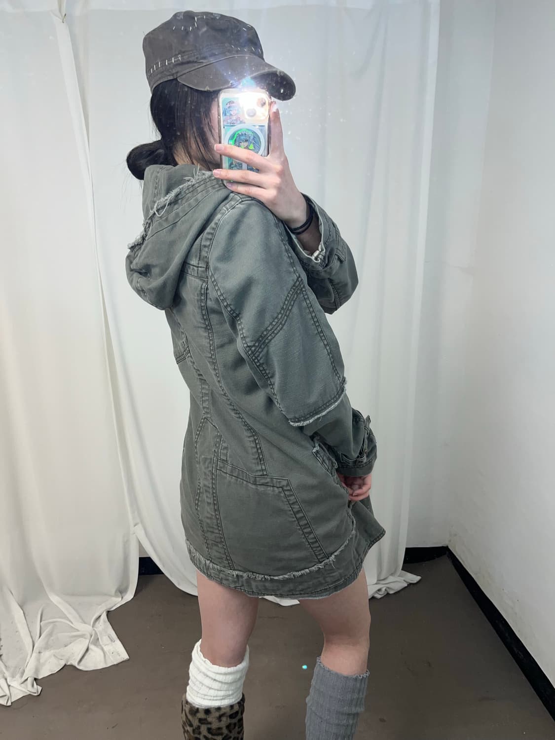 Smex 00‘s 카키 그런지 후드 야상 상품이미지9