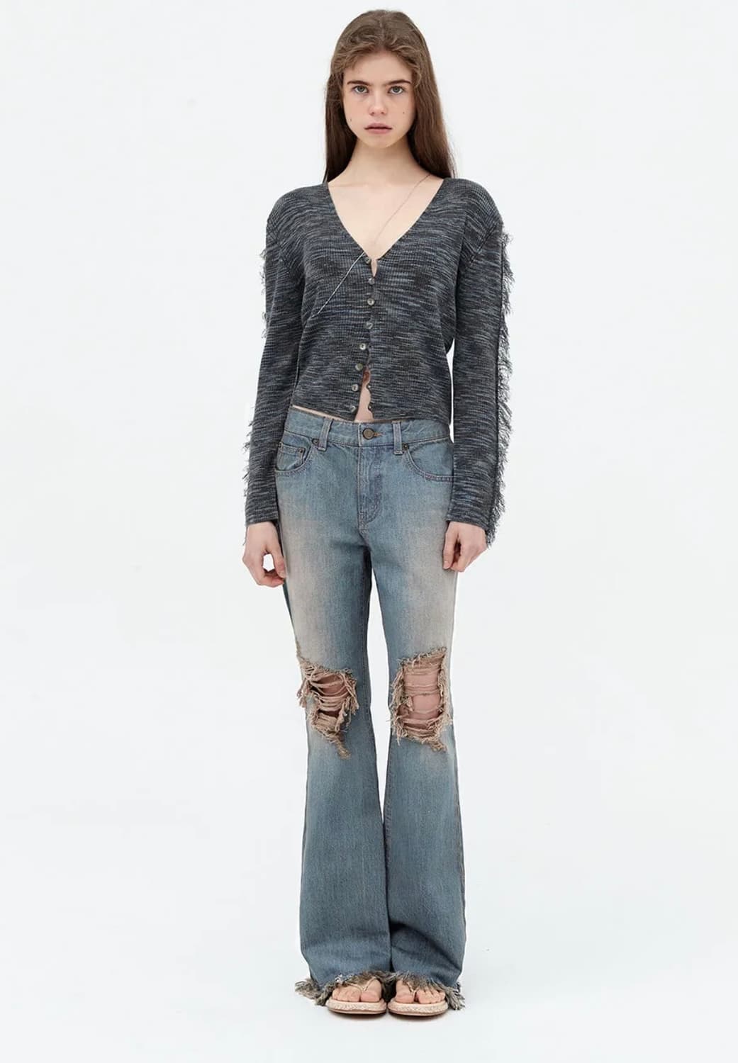 카티지하우스 Washed ripped slim jeans (Blue) 상품이미지1