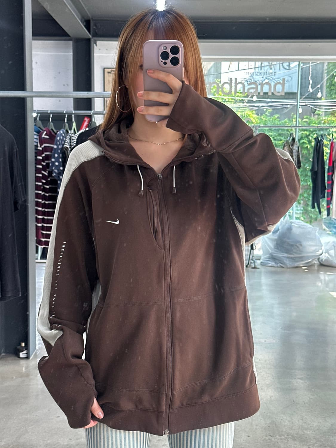 나이키 올드스쿨 핸드워머 테크팩 후드집업 초코바닐라 상품이미지2