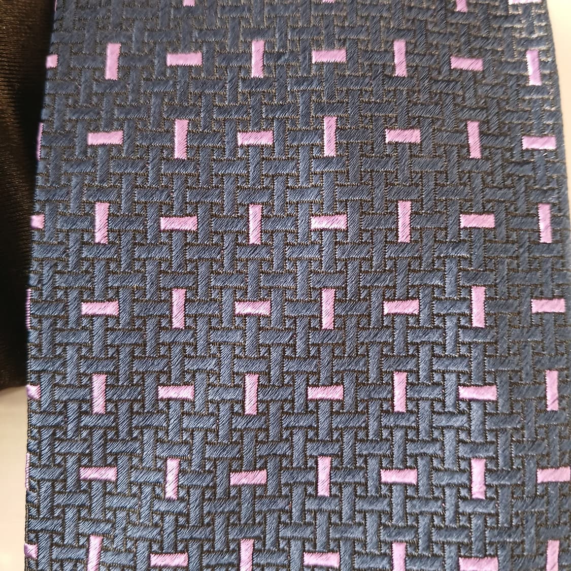 아쿠아스큐텀 네이비 자카드 패턴 넥타이 9.5cm A+등급 A19710 상품이미지6