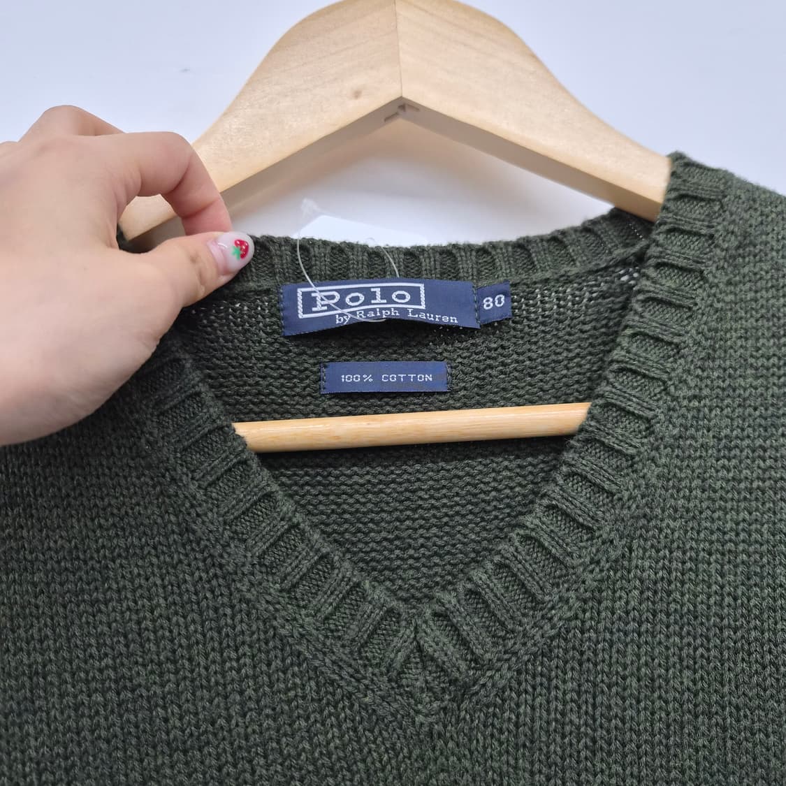 폴로 랄프로렌 브이넥 니트 베스트 그린 남여공용 M 상품이미지2