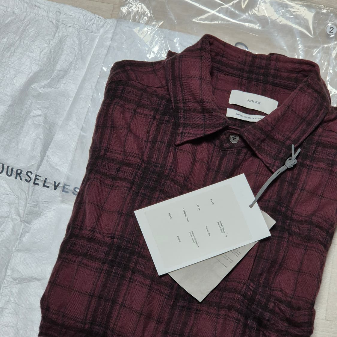 OURSELVES 체크 셔츠 빈티지 와인 (2) 상품이미지1