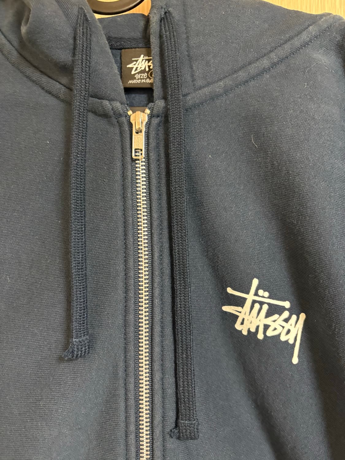 스투시 베이직 기모 후드집업 네이비 L 상품이미지3