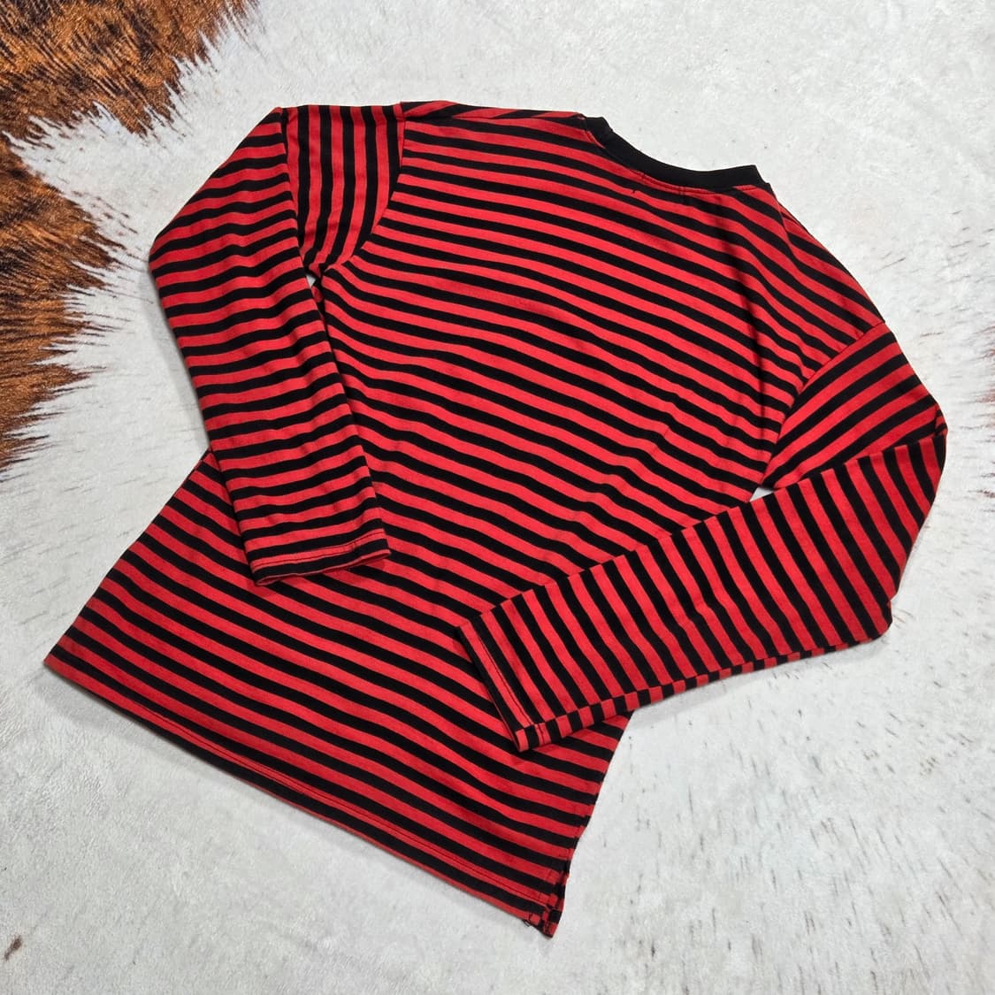 DIFF 레드 블랙 단가라 롱슬리브 상품이미지5