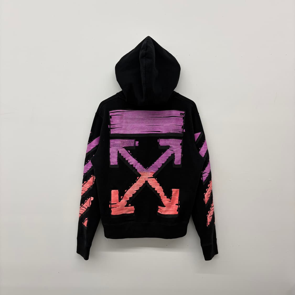 오프화이트 블랙 스트라이프 후드티 남/M 상품이미지3