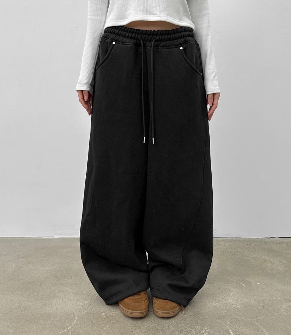 블랙업 델티 기모 밴딩팬츠 블랙 상품이미지1