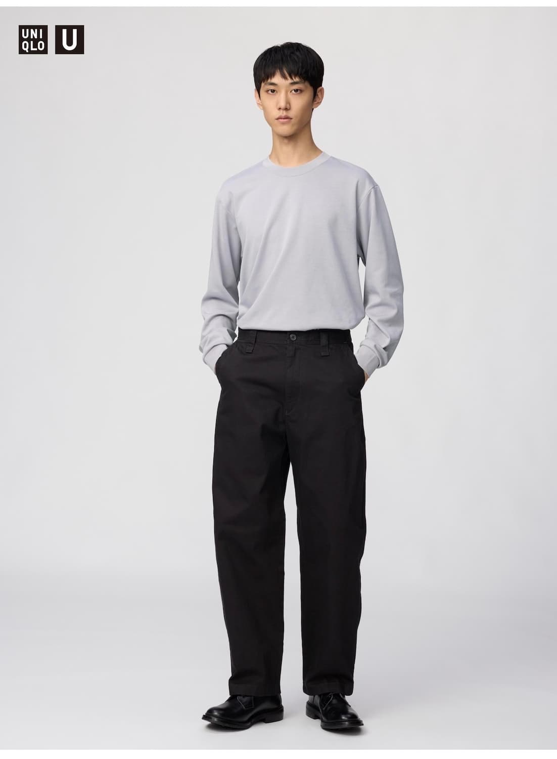 유니클로 와이드핏 치노 팬츠 블랙 상품이미지6