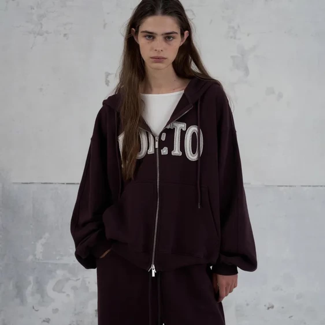 포에토  WASHING DAY HOODY ZIP-UP - BORDEAUX 상품이미지1