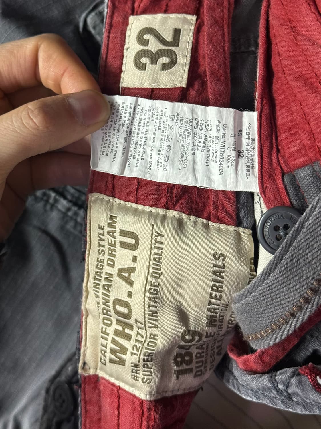 후아유 워싱 데님 애쉬 그레이 워크 카고 팬츠 반바지 쇼츠 32 밀리터리 상품이미지5