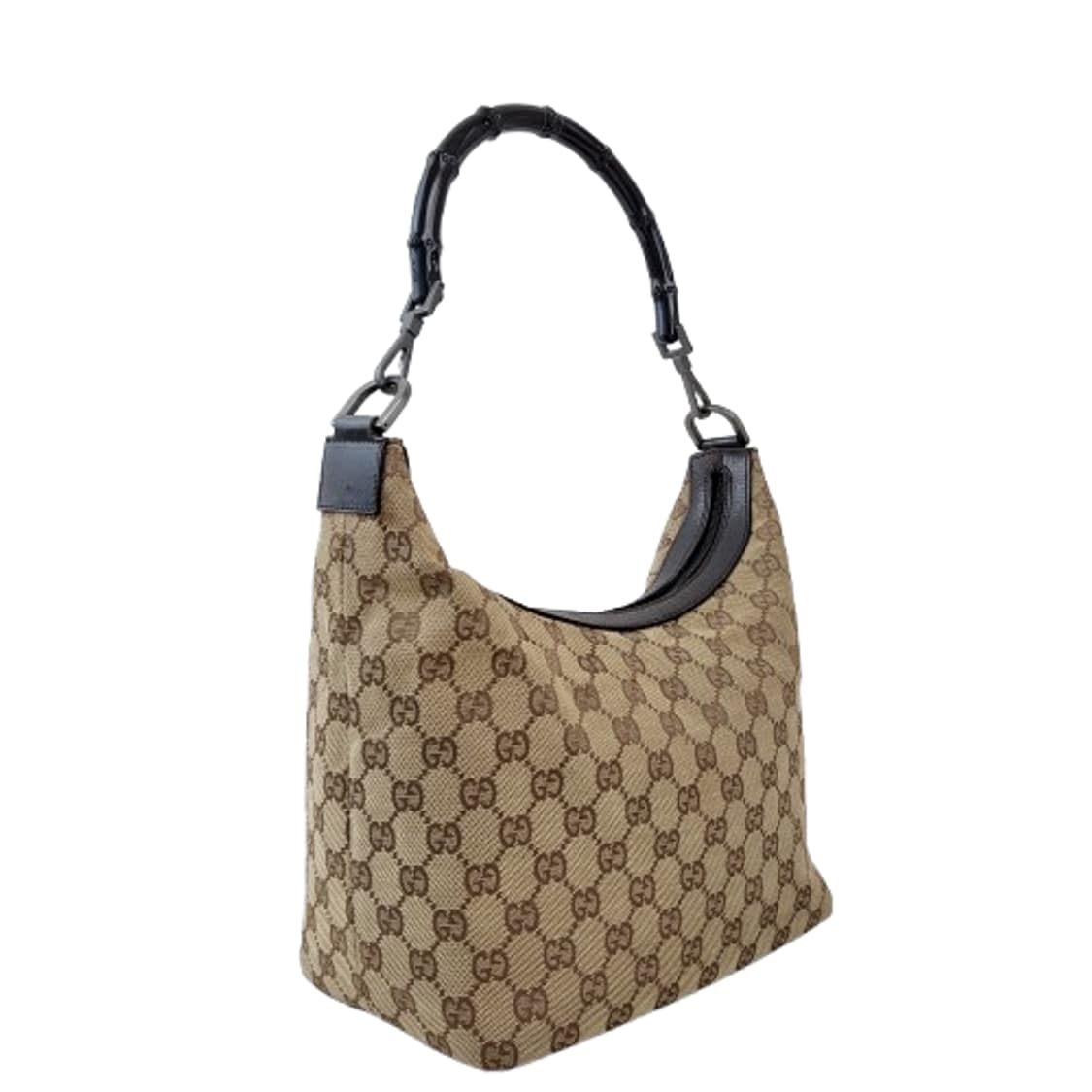 정품 구찌 뱀부 핸들 GG 로고 자가드 호보백 상품이미지2