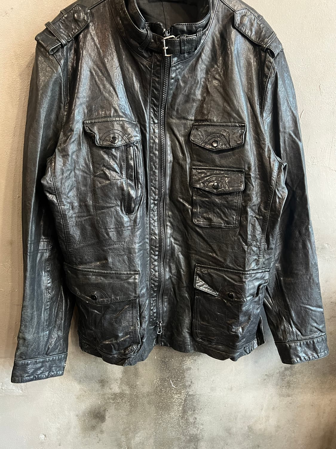 멀티 포켓 램스킨 레더 자켓 상품이미지5