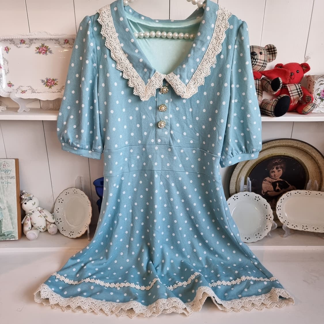 빈티지 도트 원피스 상품이미지1