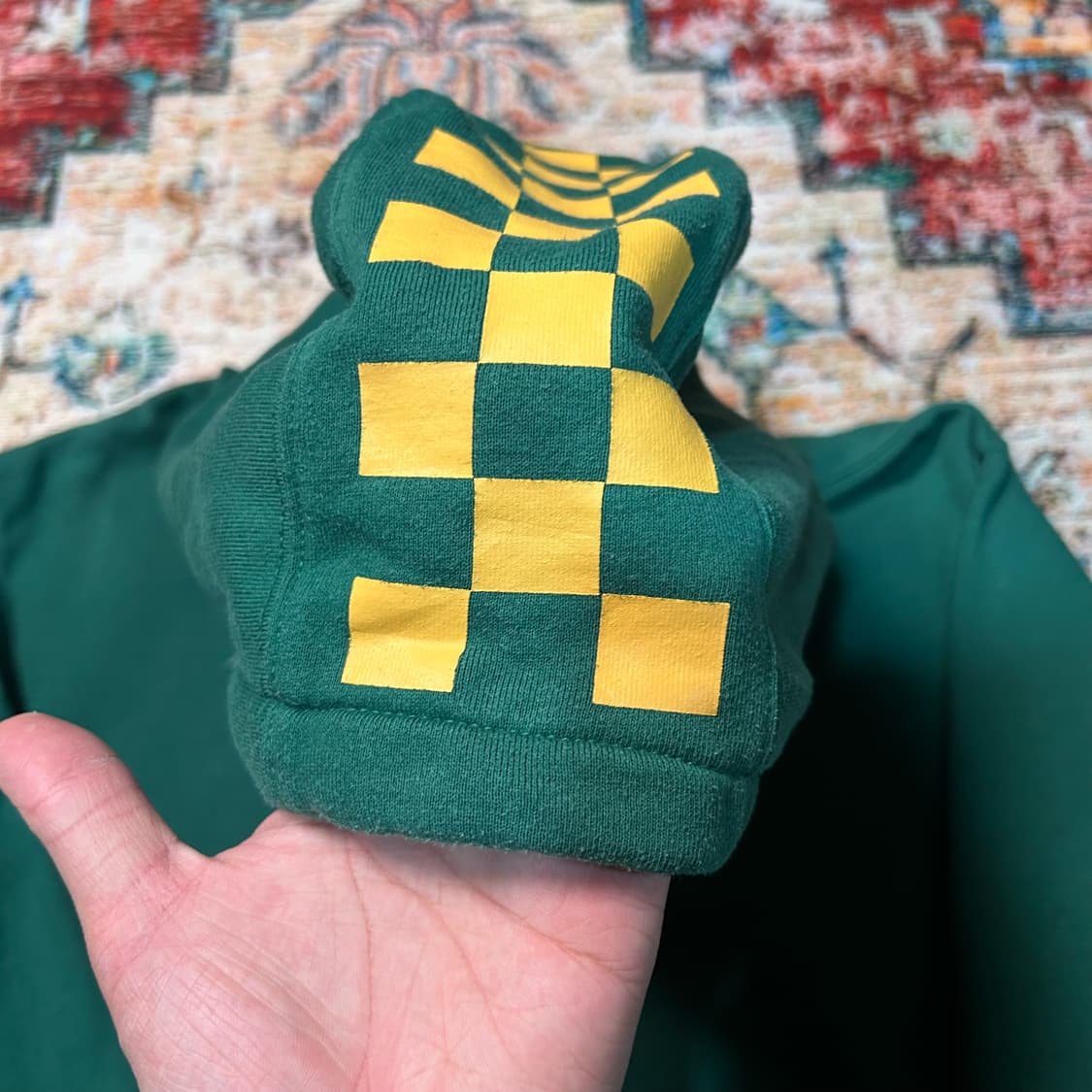 [XL] 반스 박스로고 체커보드 그린 후드티 상품이미지4