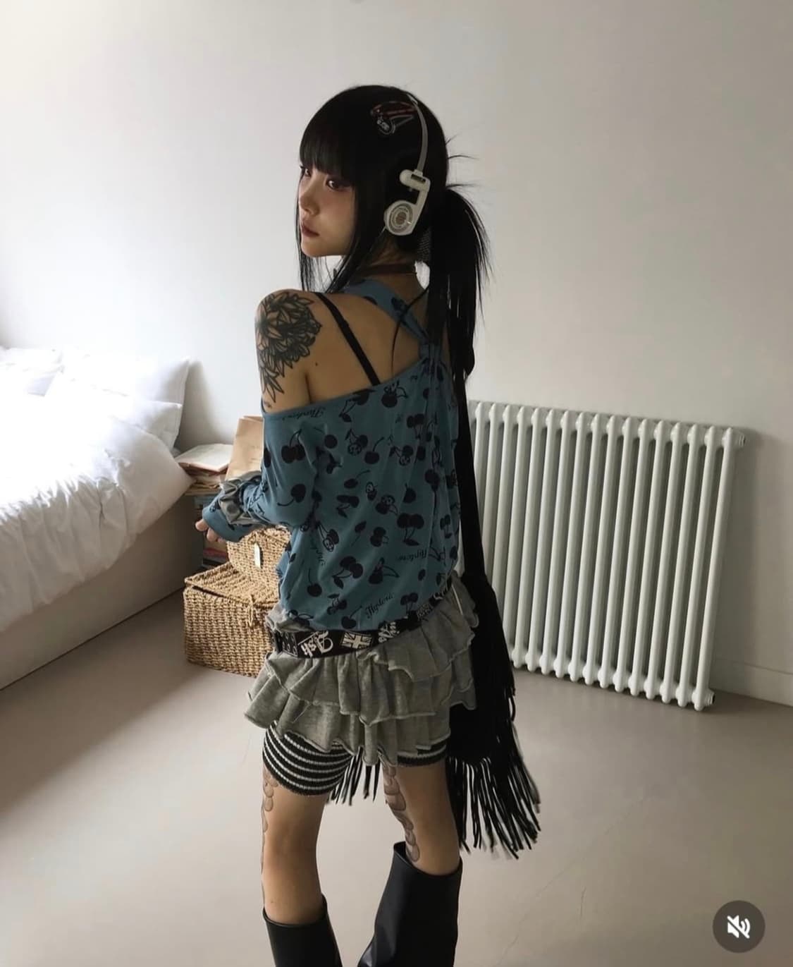 히스테릭글래머 체리 오프숄더 블루 빈티지 히글 버테클 대장템 상품이미지4