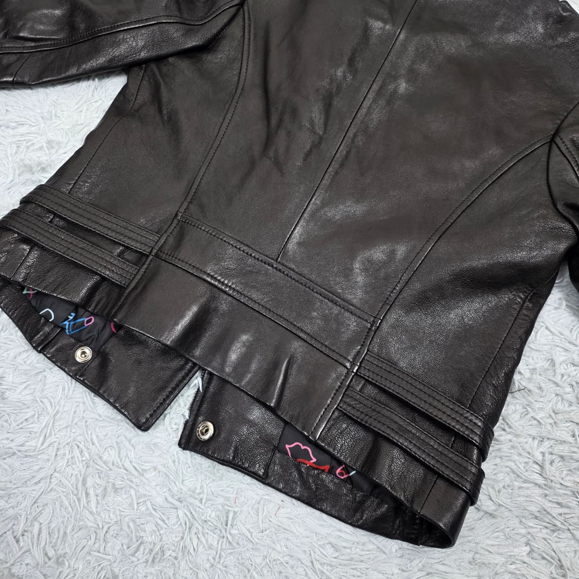 BIRD by 쥬시꾸뛰르 여성 램스킨 크롭 라이더 자켓 S 상품이미지8