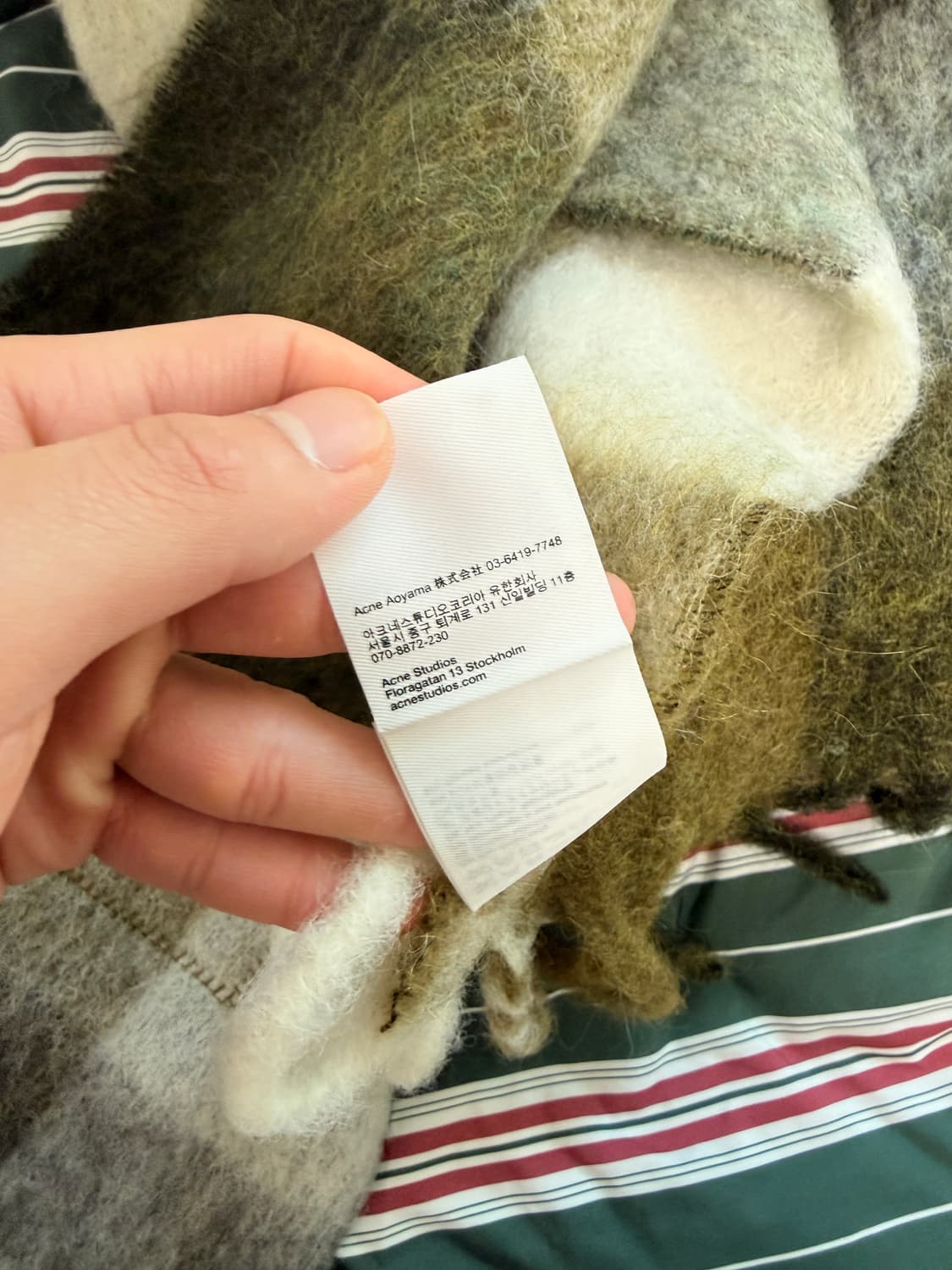 (OS) 아크네 스튜디오 모헤어 체크 머플러 토프 그린 블랙 상품이미지5