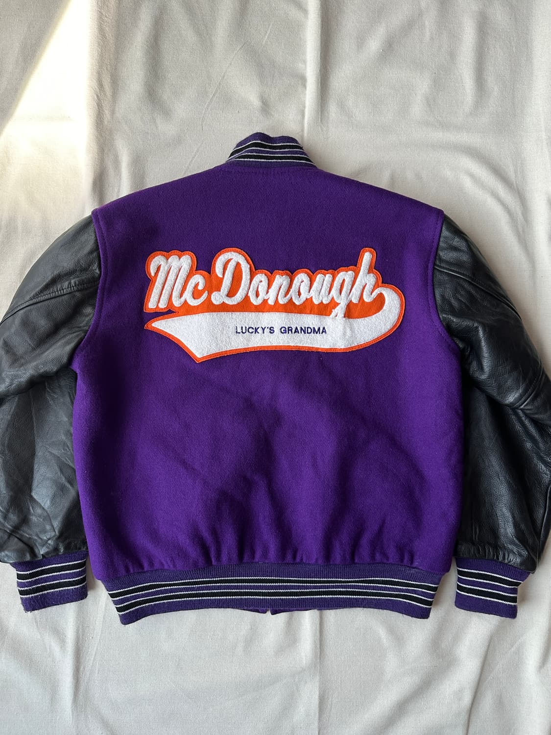 바시티 레더 자켓 made in USA 퍼플 100 상품이미지9