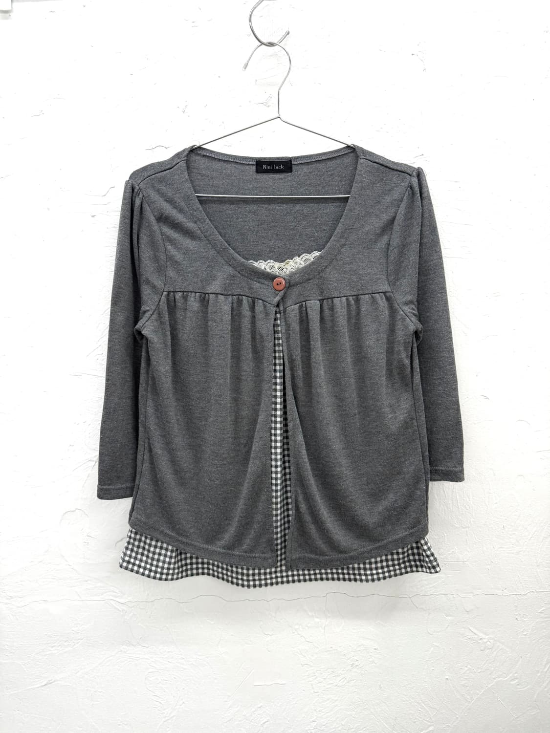 nini lack 체크 레이어드 탑 상품이미지1