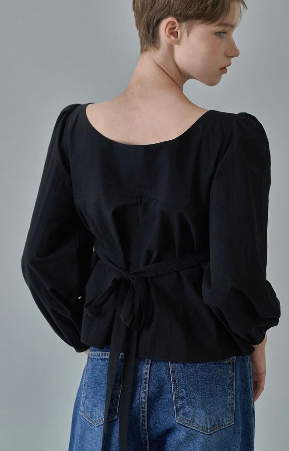 위드아웃썸머 몬타나 롱 블라우스 블랙 상품이미지3