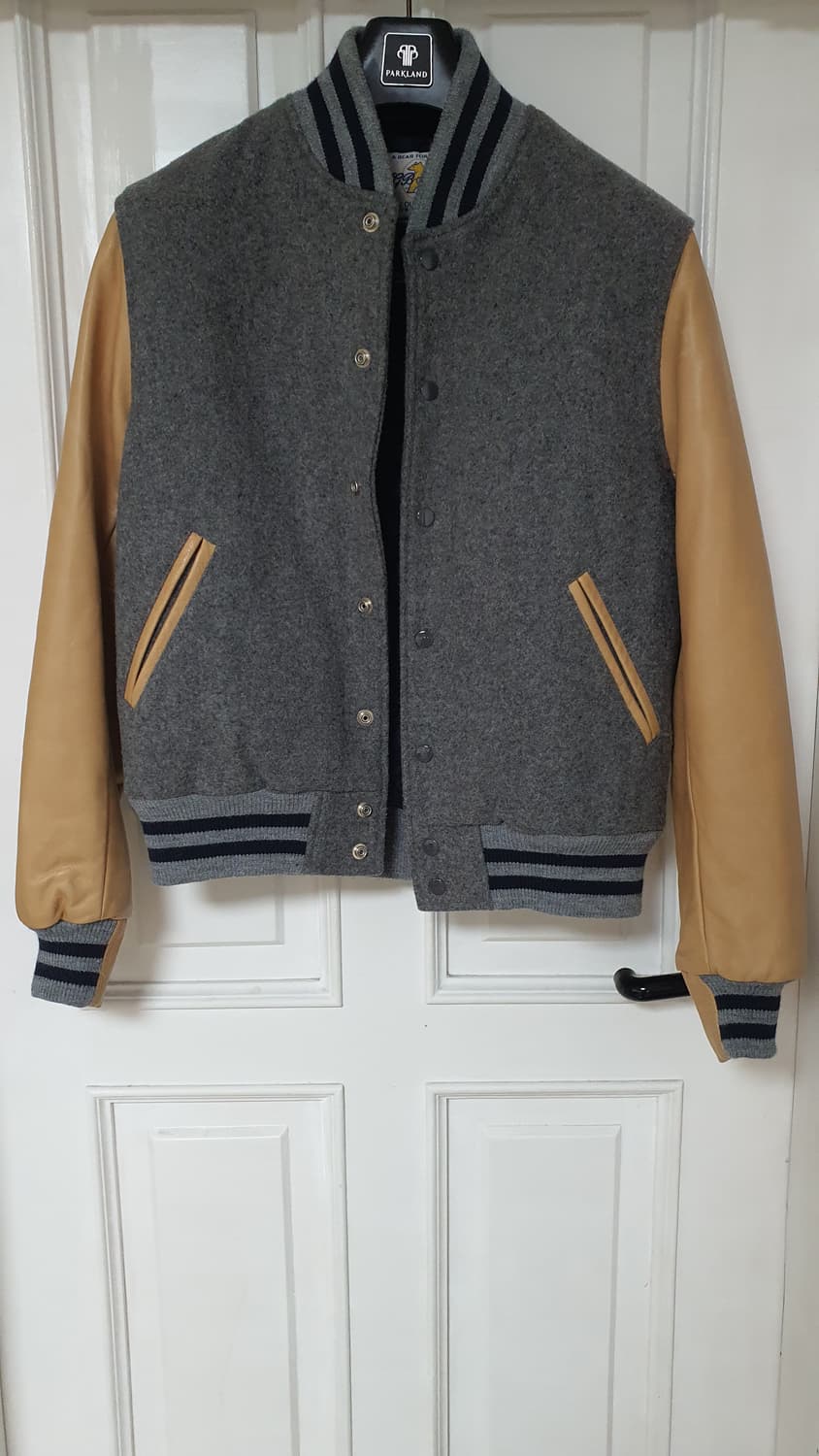 골든베어 가죽 배색 바시티자켓 m 상품이미지1