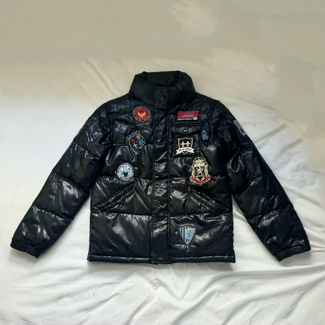 bad boy 패치디테일 하이넥 유광 패딩 자켓 점퍼 락시크 펑크 y2k 상품이미지2