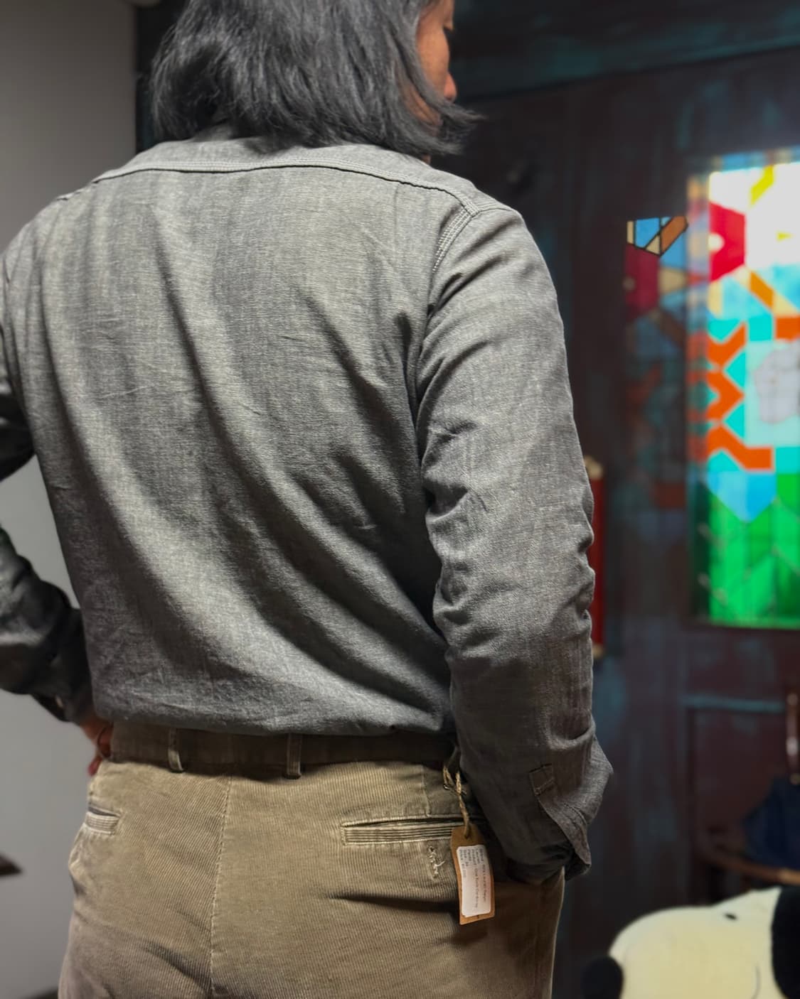 이스트하버서플러스 코튼 블랜드 투 포켓 샴브레이 셔츠 L 상품이미지8