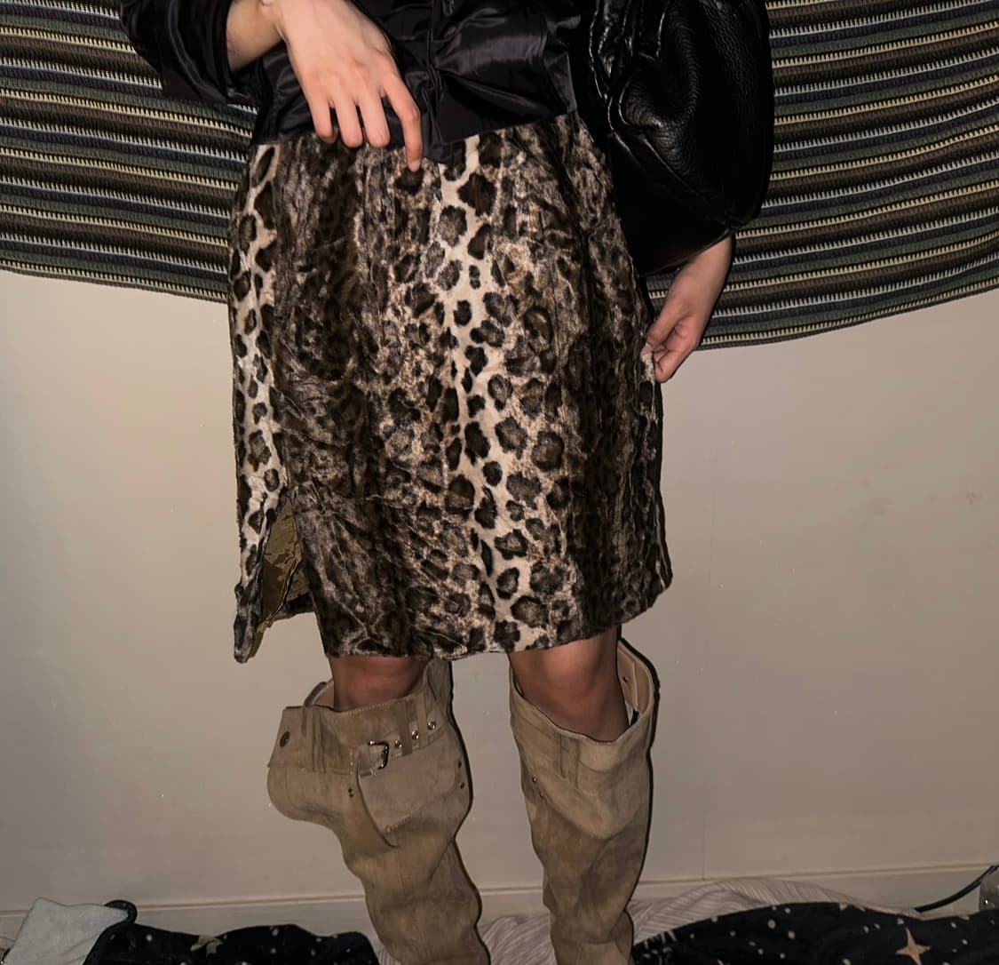 빈티지 레오파드 미디 스커트 상품이미지2